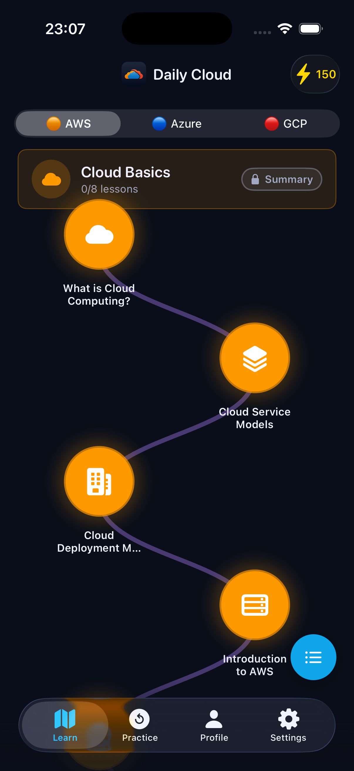 Daily Cloud dashboard selector